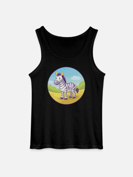 zebra, sød, kawaii, cartoon Clipart, dyr, kæledyr - Gildan tanktop til mænd - sort