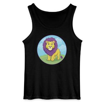 Lion mignon Kawaii dessin animé Clipart Animal de compagnie - Débardeur Gildan Homme - noir - Devant - AI Model Male 185 dark (185cm)