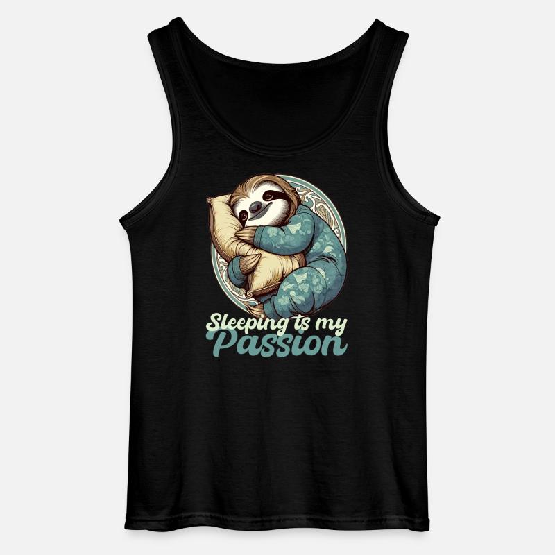 Sloth Sleeping Passion Gift - Gildan Men’s Tank Top - black