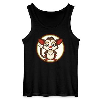 Aye Aye Colorful Kawaii Cartoon Character Clipart - Gildan Men’s Tank Top - black - Front - AI Model Male 185 dark (185cm)