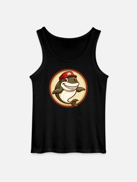 Whale Colorful Kawaii Cartoon Character Clipart - Gildan Men’s Tank Top - black