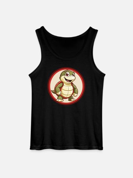 skildpadde, farverig, kawaii, tegneseriefigur Clipart - Gildan tanktop til mænd - sort