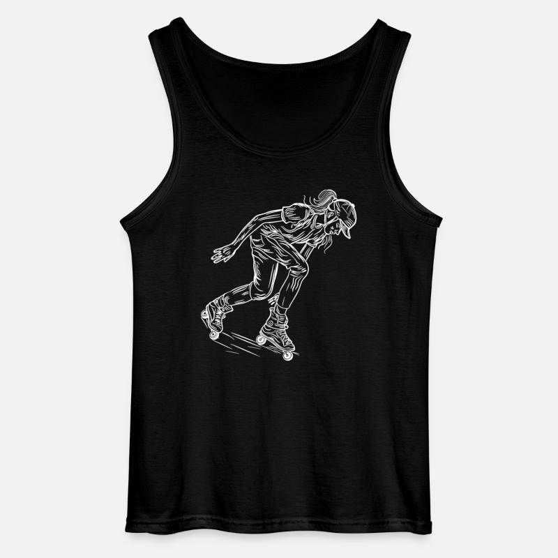Rollschuh Mädchen Skizze - Gildan Männer Tank Top - Schwarz