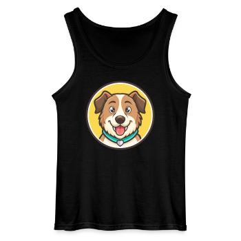 Slovensky Kopov Dog Breed Cartoon Kawaii Clipart - Gildan Men’s Tank Top - black - Front - AI Model Male 185 dark (185cm)