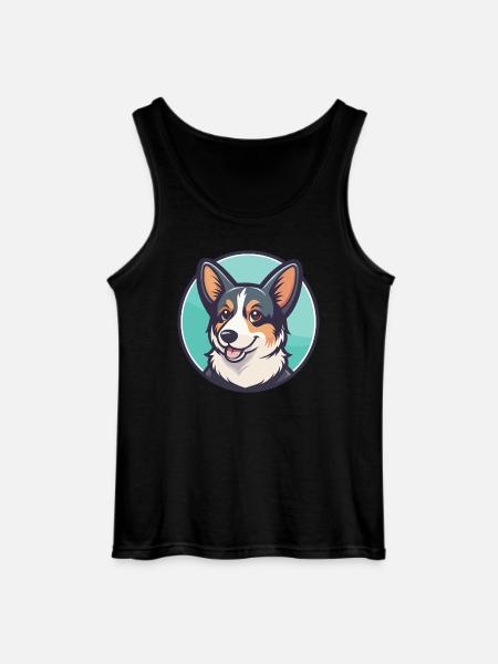 Cur Dog Breed Cartoon Kawaii Clipart Illustration - Gildan Men’s Tank Top - black