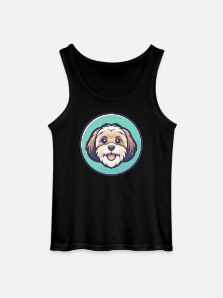 ShihPoo Dog Breed Cartoon Character Kawaii Clipart - Gildan Men’s Tank Top - black