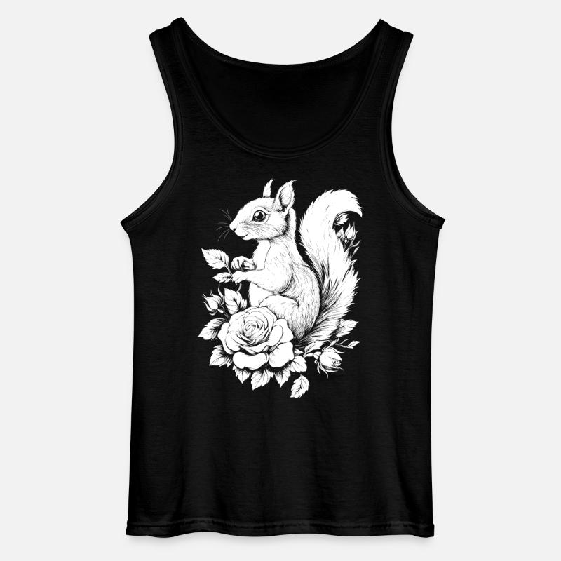 Eichhörnchen Blumen Rose Ästhetik Hörnchen - Gildan Männer Tank Top - Schwarz