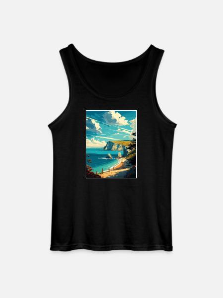 Isle Of Wight Anob Travel Poster Souvenir Paint WP - Gildan Men’s Tank Top - black