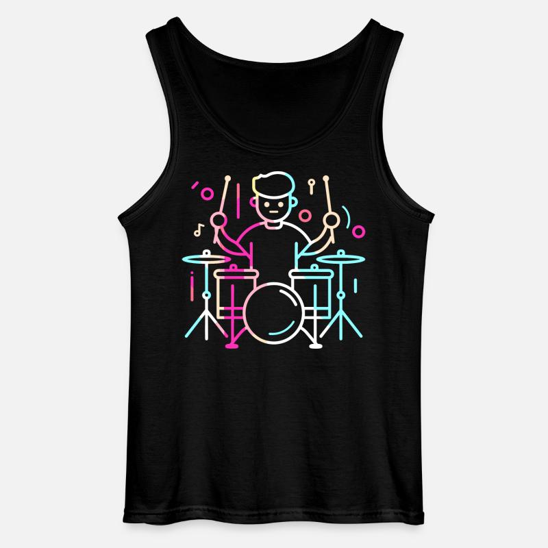 Drummer Junge Zeichnung - Gildan Männer Tank Top - Schwarz