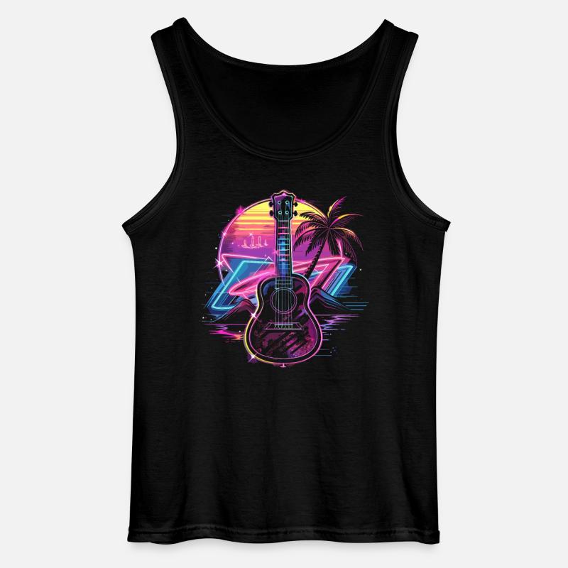 Ukulele Retrowave - Gildan Männer Tank Top - Schwarz