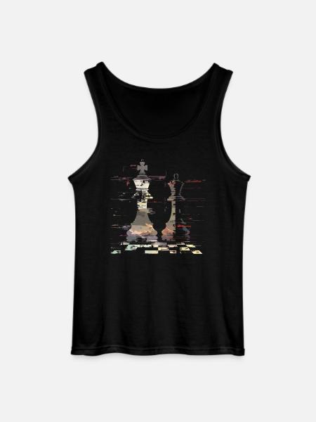 Chess Queen and King Graphic - Gildan Men’s Tank Top - black