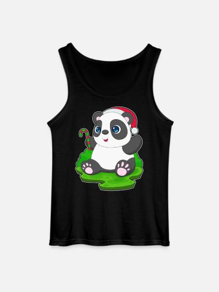Panda Canne de Noël - Débardeur Gildan Homme - noir