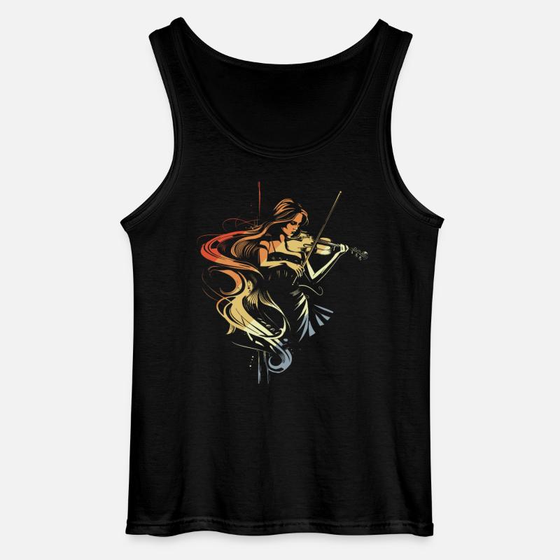 Violine Mädchen - Gildan Männer Tank Top - Schwarz