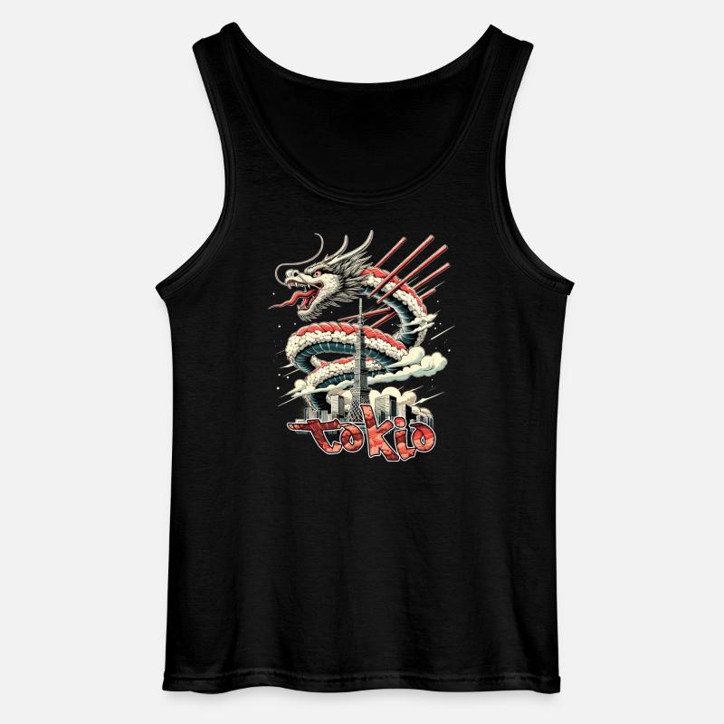 Sushi Drache Tokio Geschenk - Gildan Männer Tank Top - Schwarz