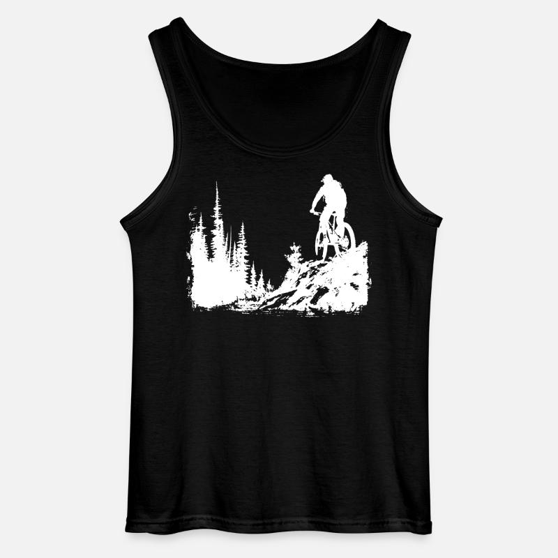 Mountain Biking Sketch - Gildan Men’s Tank Top - black