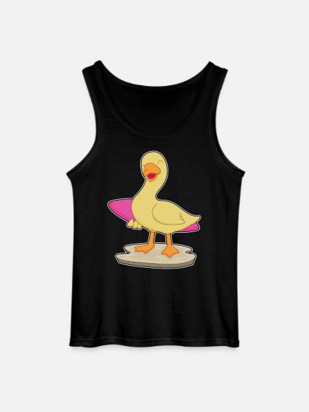 Duck Surfing Surfboard Summer - Gildan Men’s Tank Top - black