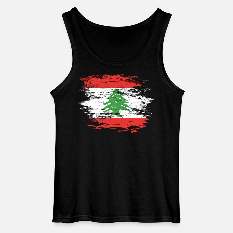 Libanon Flagge used - Gildan Männer Tank Top - Schwarz