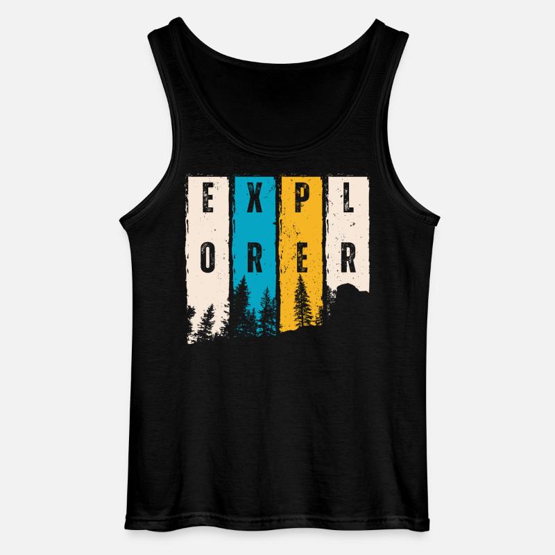 Entdecker Wald Bäume Silhouette - Gildan Männer Tank Top - Schwarz