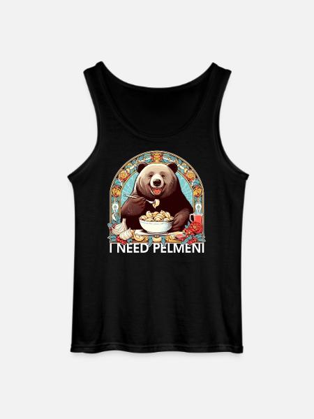I Need Pelmeni Bear Gift - Gildan Men’s Tank Top - black