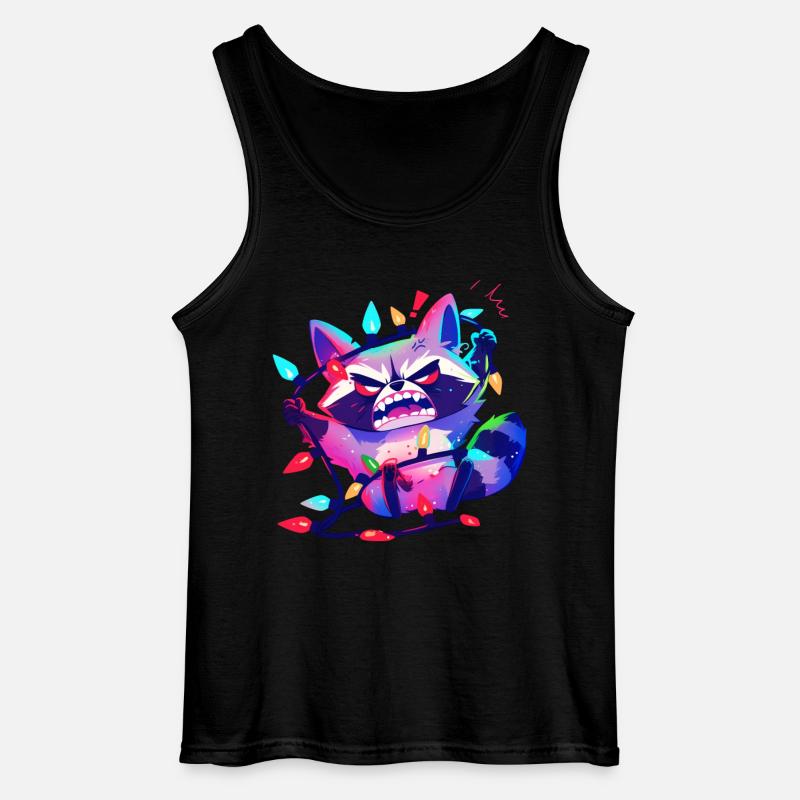 Lichterkette Lustiger Waschbär Weihnachtsbaum - Gildan Männer Tank Top - Schwarz