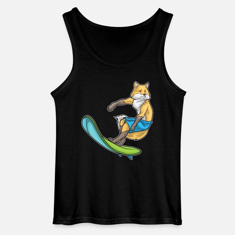 Fuchs Surfer Surfbrett - Gildan Männer Tank Top - Schwarz