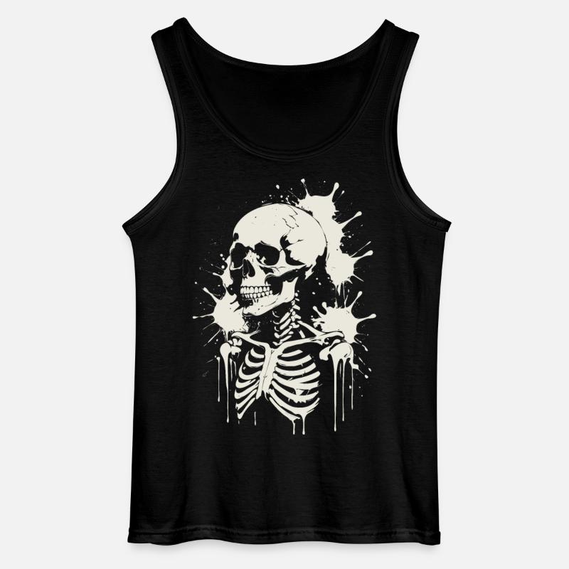 Schädel Skelett Schädel & Malerei - Gildan Männer Tank Top - Schwarz