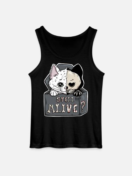 Schrödinger's Cat – Still Alive Halloween - Gildan Men’s Tank Top - black