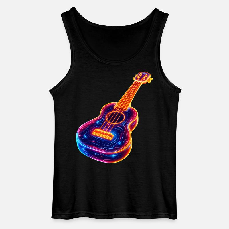 Ukulele Synthwave - Gildan Men’s Tank Top - black