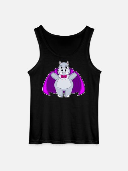Hippopotamus Halloween Vampire - Gildan Men’s Tank Top - black