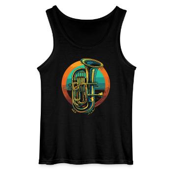 Tuba Illustration - Gildan Men’s Tank Top - black - Front - AI Model Male 185 dark (185cm)