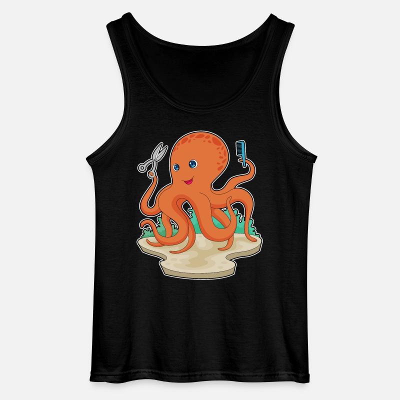 Octopus Coiffeur Ciseaux - Débardeur Gildan Homme - noir