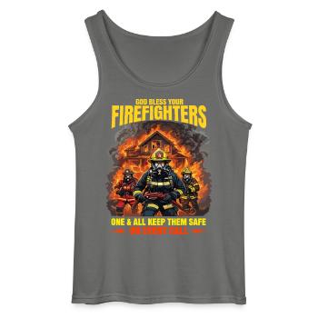 Gott segne die Feuerwehrleute Heroisches Design - Gildan Männer Tank Top - Anthrazit - Vorne - AI Model Male 185 dark (185cm)