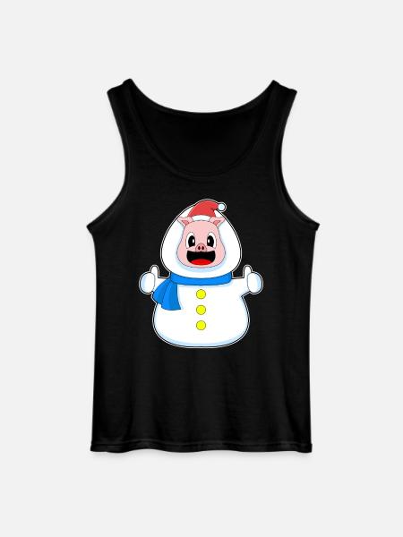 Pig Christmas Snowman - Gildan Men’s Tank Top - black