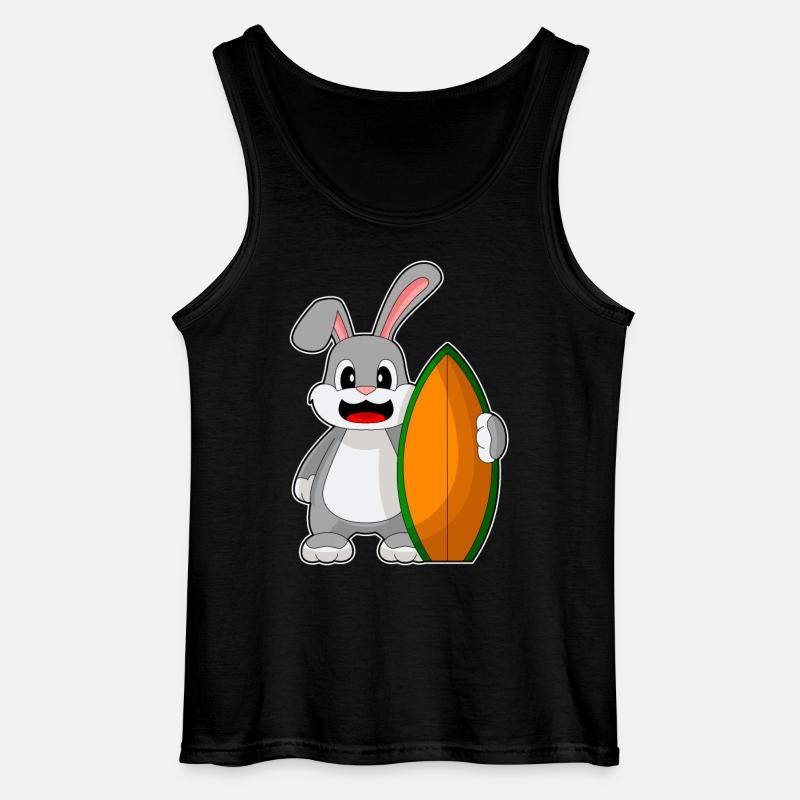 Bunny Surfer Surfboard - Gildan Men’s Tank Top - black