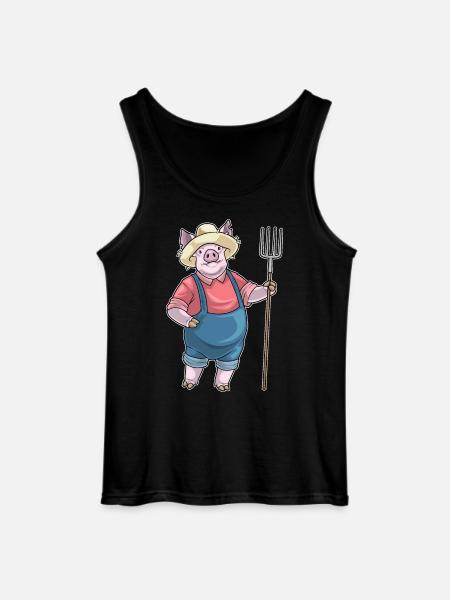 Pig Farmer Pitchfork Farm - Gildan Men’s Tank Top - black