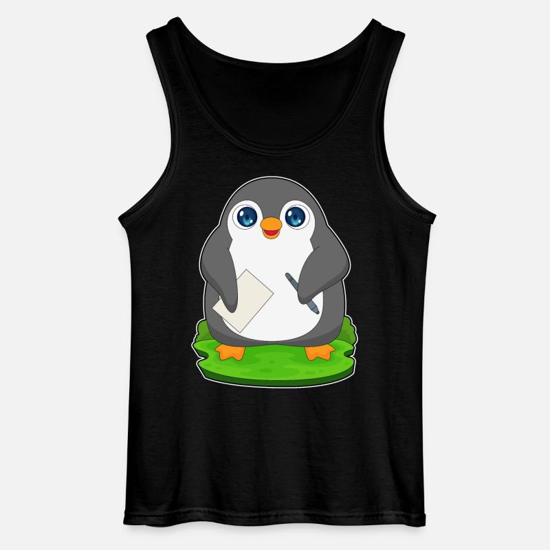 Pinguin Schüler Papier Schule - Gildan Männer Tank Top - Schwarz