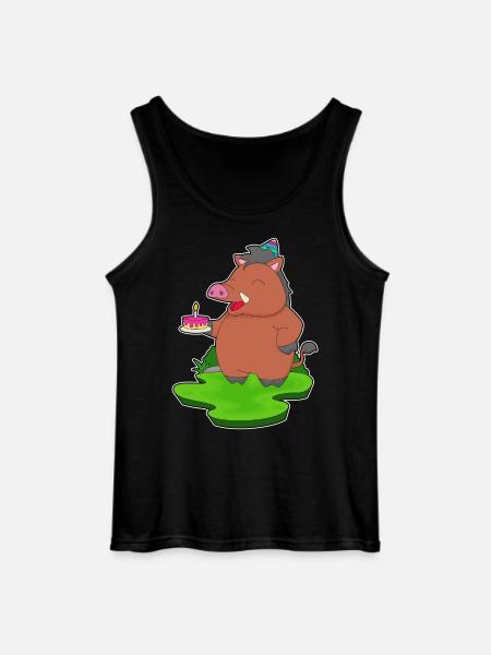 Wild Boar Birthday Cake - Gildan Men’s Tank Top - black