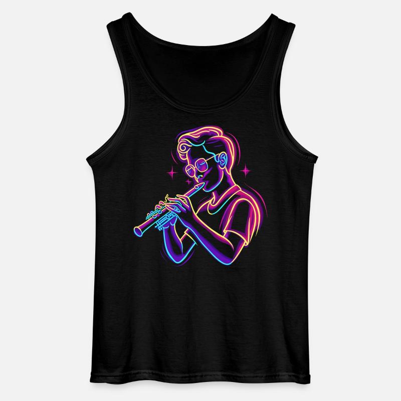 Flöte Junge Grafik Synthwave - Gildan Männer Tank Top - Schwarz