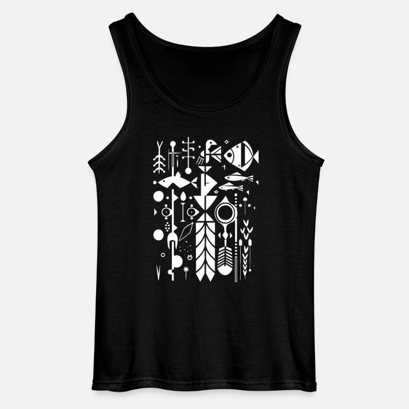 Fischerei Silhouette - Gildan Männer Tank Top - Schwarz