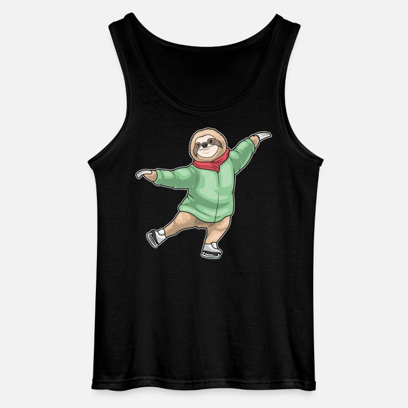 Faultier Eislaufen Schlittschuhe - Gildan Männer Tank Top - Schwarz