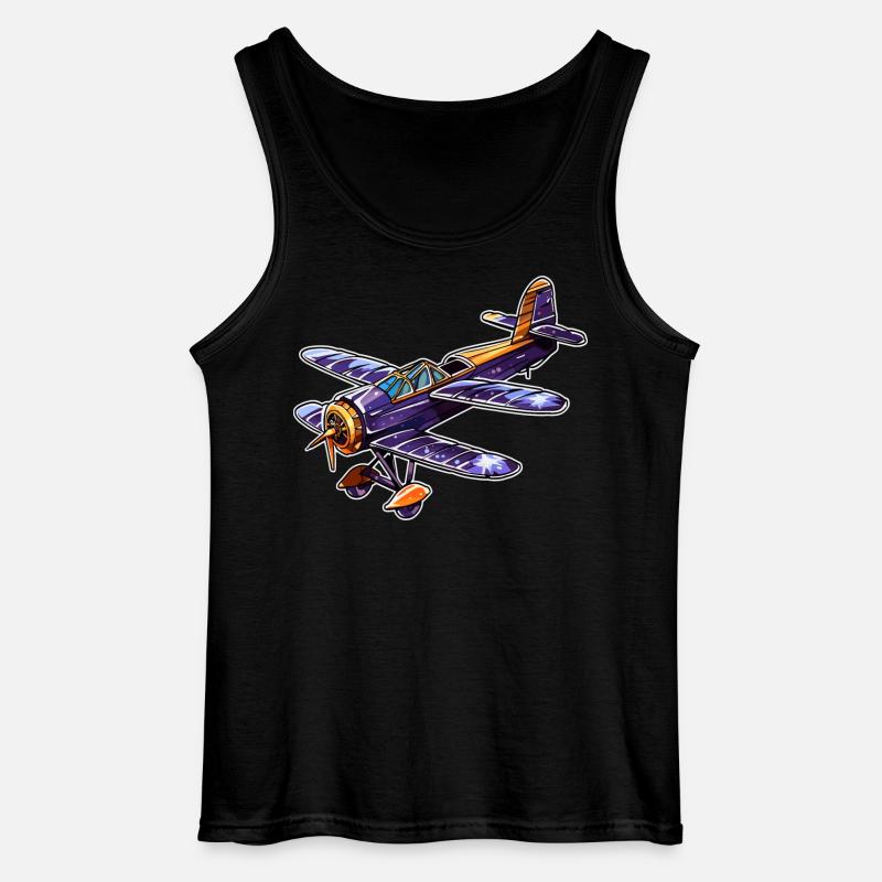 Propeller Plane Comic Look - Gildan Men’s Tank Top - black