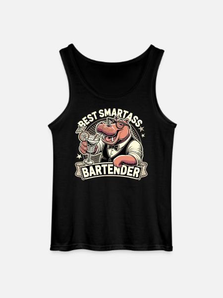 Bartender Barman Hippopotamus Hippopotamus Gift - Gildan Men’s Tank Top - black
