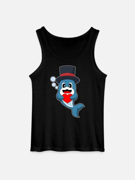 Dolphin Groom Heart Wedding - Gildan Men’s Tank Top - black