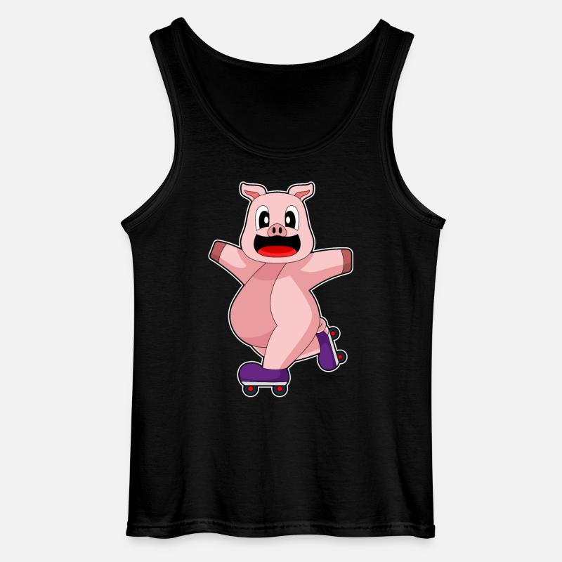 Schwein Inline skating Rollschuhe - Gildan Männer Tank Top - Schwarz