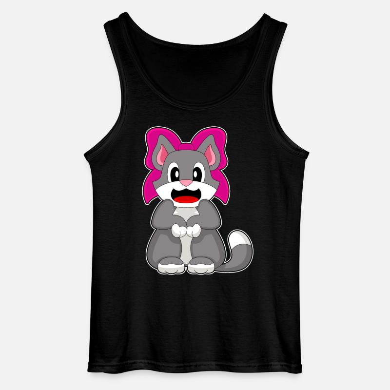 Cat Bow - Gildan Men’s Tank Top - black
