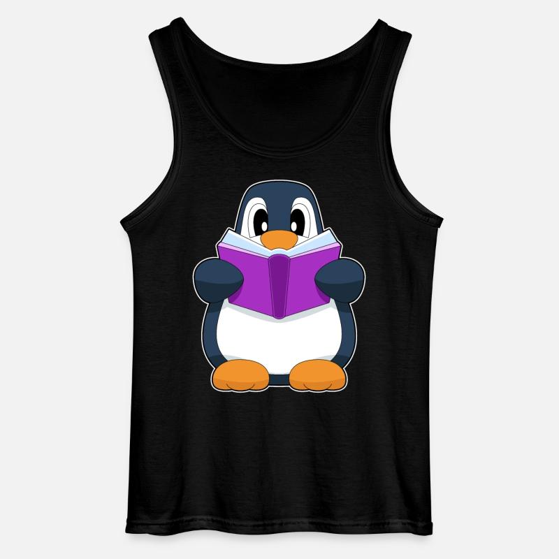 Pinguin Nerd Buch - Gildan Männer Tank Top - Schwarz