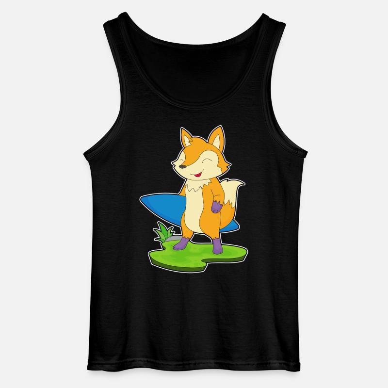 Fuchs Surfer Surfbrett - Gildan Männer Tank Top - Schwarz