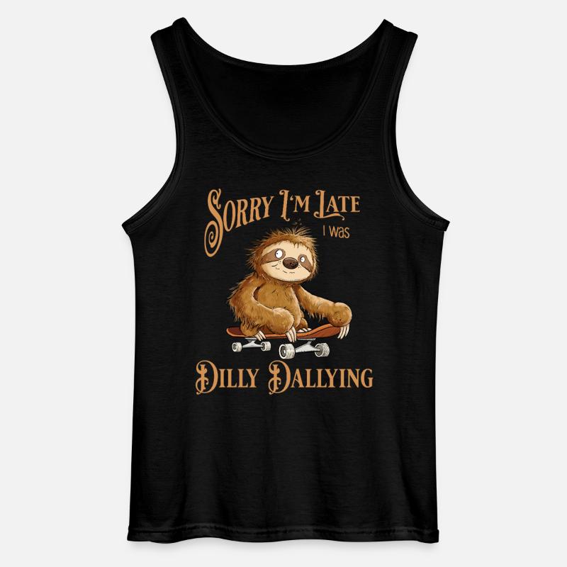 Faultier Mit Skateboard Dilly Dallying - Gildan Männer Tank Top - Schwarz