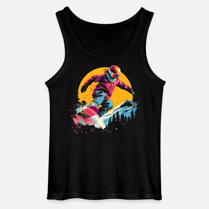Snowboarder Synthwave - Gildan Männer Tank Top - Schwarz