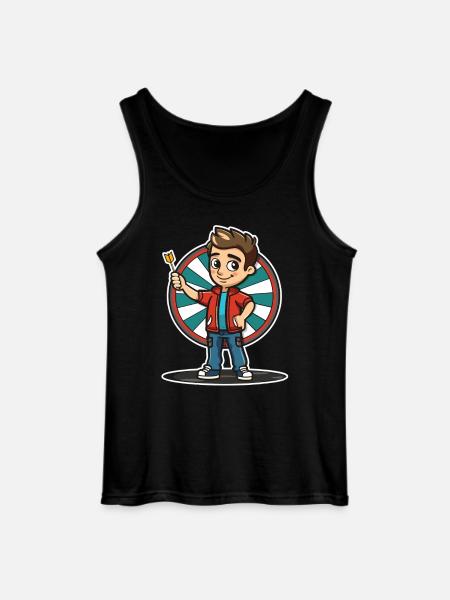 Darts Player Cartoon Style - Gildan Men’s Tank Top - black